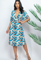 Print Casual Navy Dress